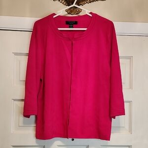 CABLE& GAUGE Hot Pink Sweater Open Faced 1 Top Hook 3/4 Sleeve Stretchy